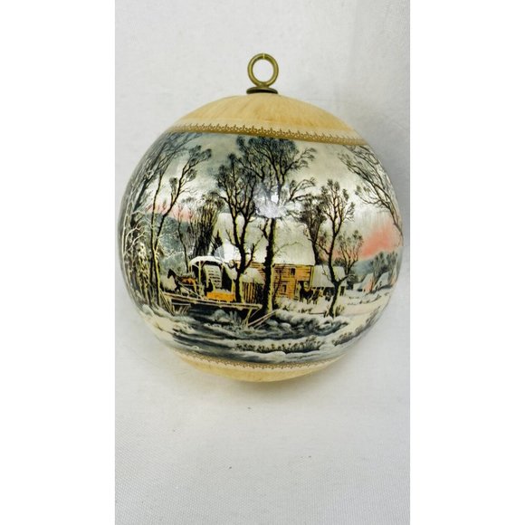 Vintage Stained White Silk Ball Christmas Tree Ornament Ives, Friend, Claus 3.5” - Picture 10 of 15